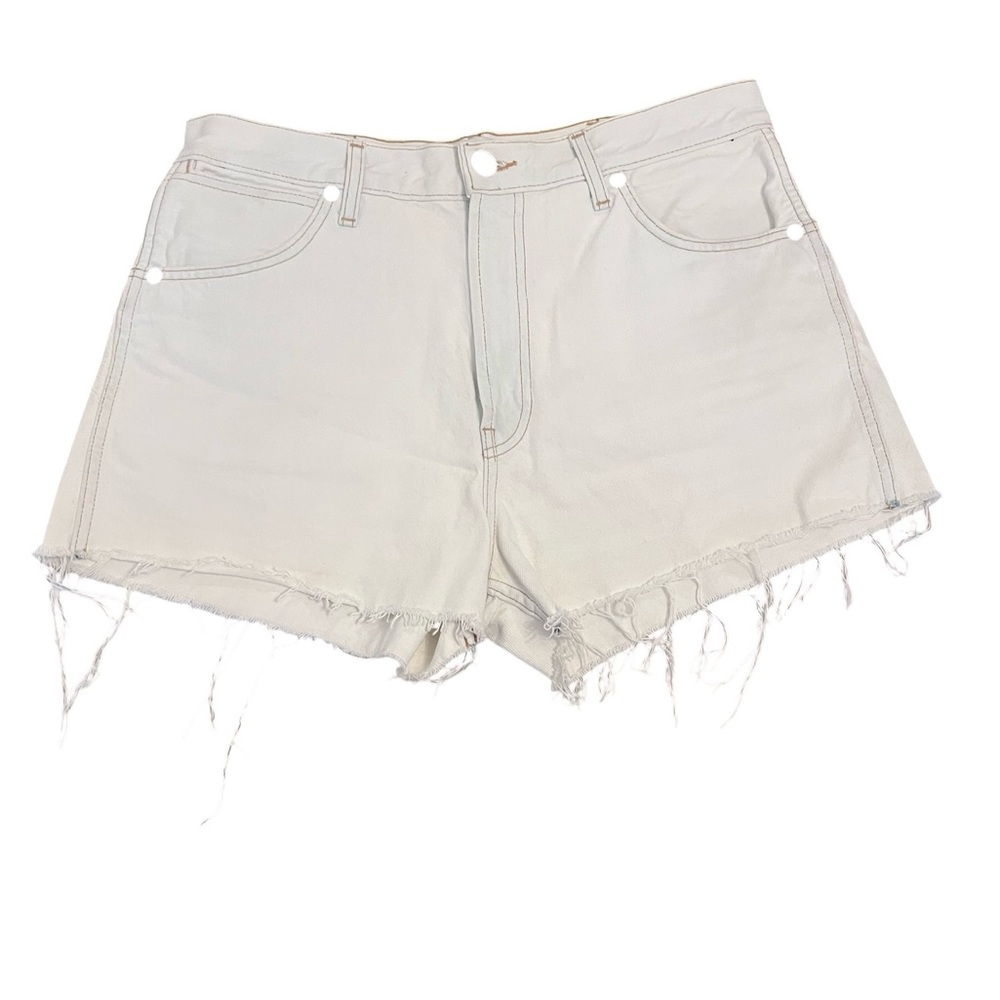 Re/Done‎ Light 01 White Raw Hem Cotton Denim Mini Shorts Size 10/30